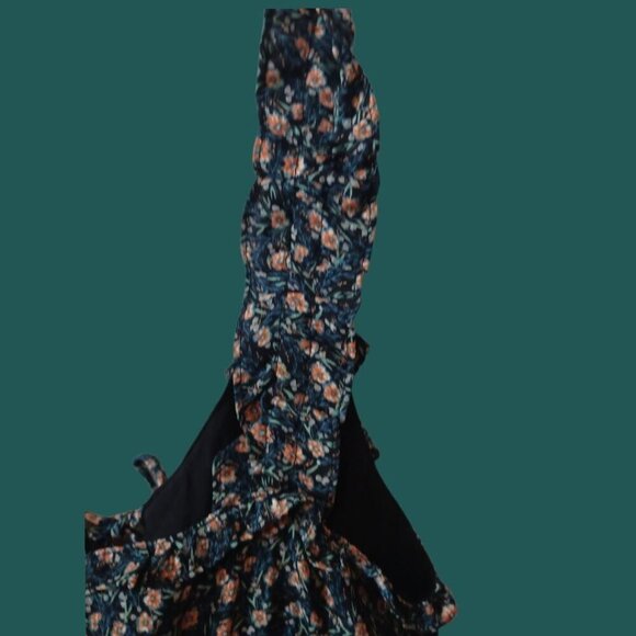 Cupcakes & Cashmere Azura Floral Ruffle Mini Dress Black & Peach Xsmall - Picture 12 of 16